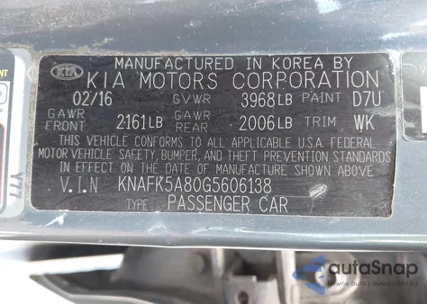 2016 Kia Forte Lx from USA, damaged, VIN KNAFK5A80G5606138